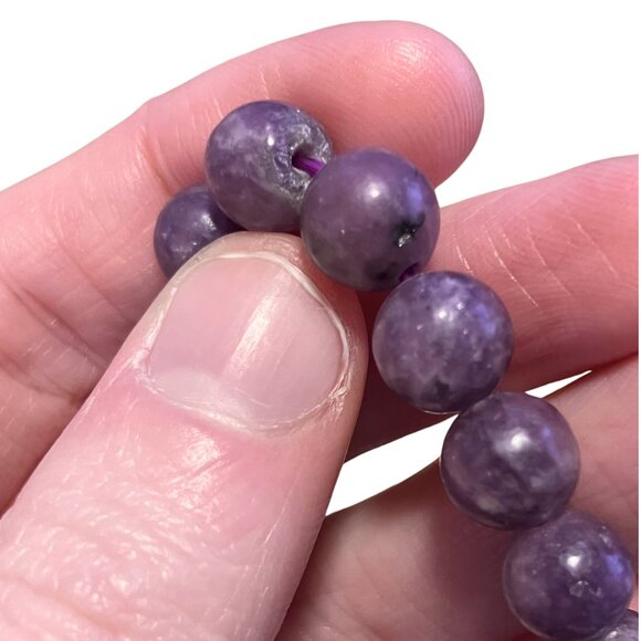 Lepidolite Beaded Purple Crystal Bracelet 8” Stretch Genuine Healing Calming - Picture 5 of 5